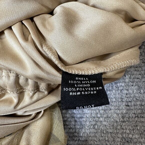 Adrianna Papell Dress Tan Gem Flowers sparkle Cocktail Evening Dress size 8 - Picture 10 of 16